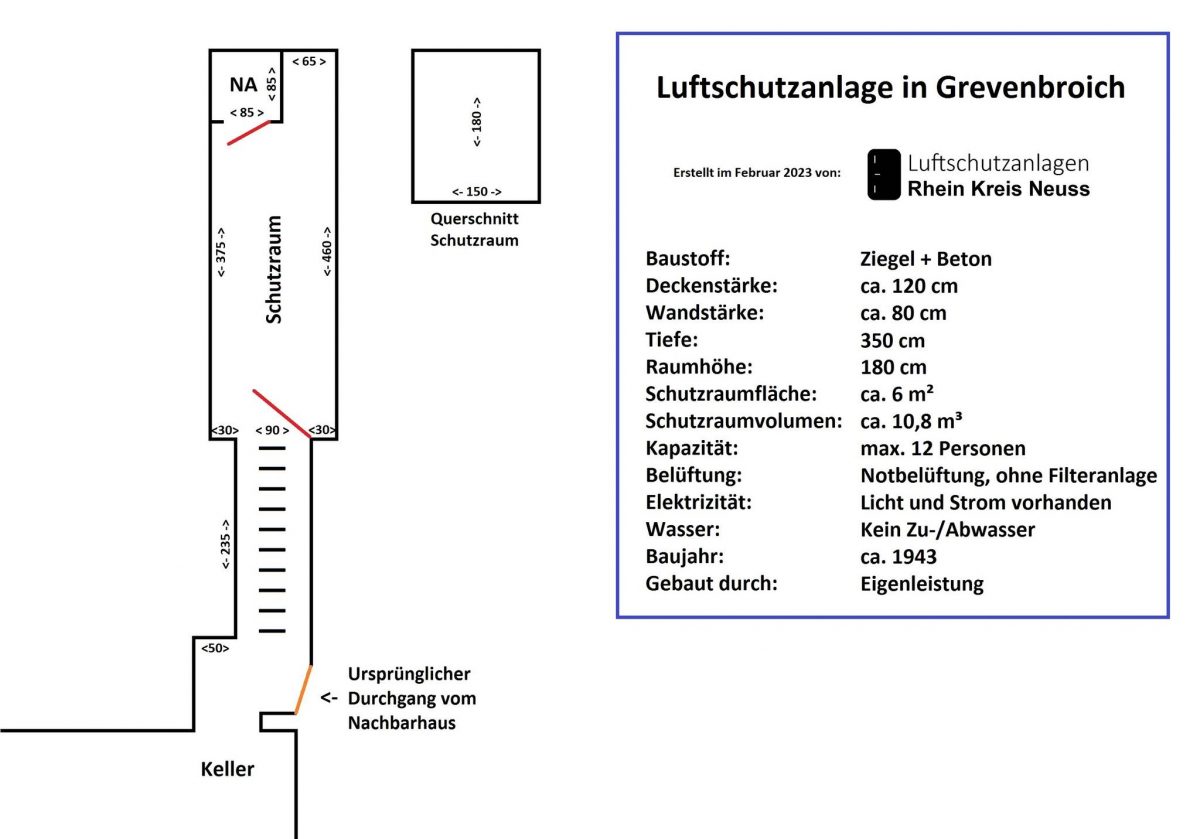 Ein Luftschutzraum in Grevenbroich Stadtmitte.